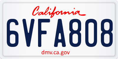 CA license plate 6VFA808