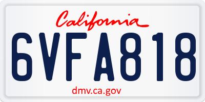 CA license plate 6VFA818
