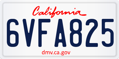 CA license plate 6VFA825