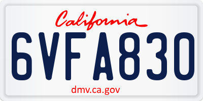 CA license plate 6VFA830