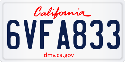 CA license plate 6VFA833