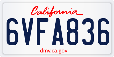 CA license plate 6VFA836
