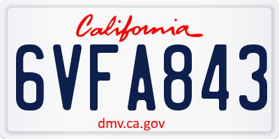 CA license plate 6VFA843