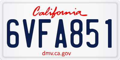 CA license plate 6VFA851