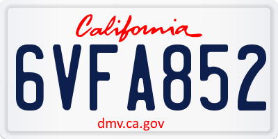 CA license plate 6VFA852