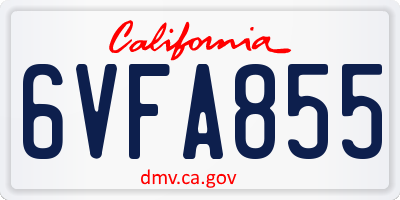 CA license plate 6VFA855