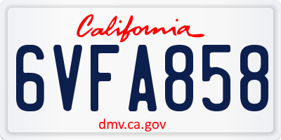 CA license plate 6VFA858