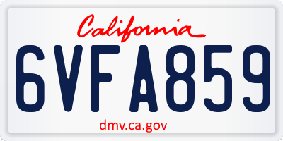 CA license plate 6VFA859