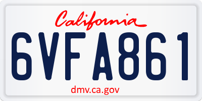 CA license plate 6VFA861