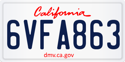 CA license plate 6VFA863