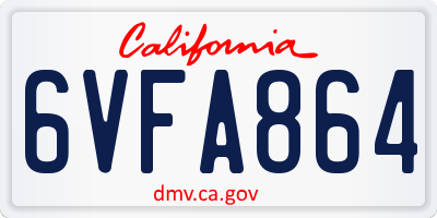 CA license plate 6VFA864