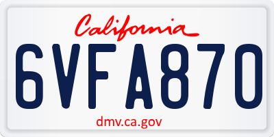 CA license plate 6VFA870