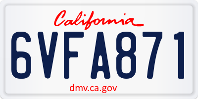 CA license plate 6VFA871