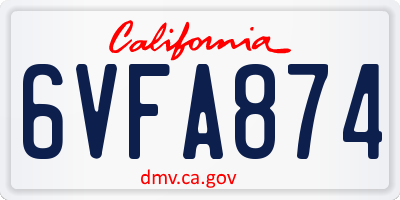 CA license plate 6VFA874