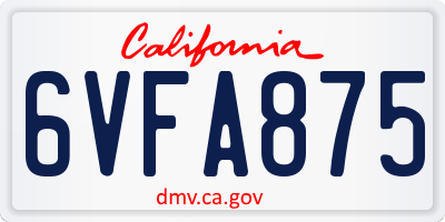 CA license plate 6VFA875