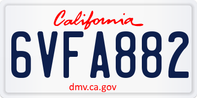 CA license plate 6VFA882