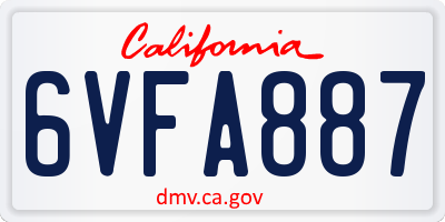 CA license plate 6VFA887