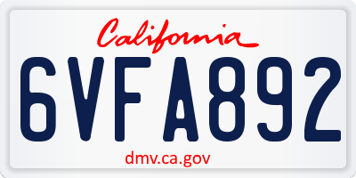 CA license plate 6VFA892