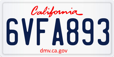 CA license plate 6VFA893