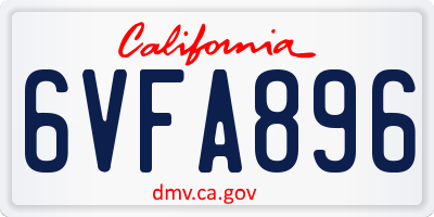 CA license plate 6VFA896