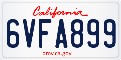 CA license plate 6VFA899