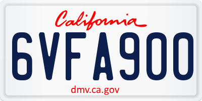 CA license plate 6VFA900