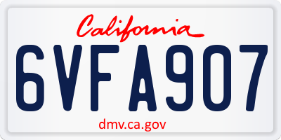 CA license plate 6VFA907