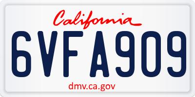 CA license plate 6VFA909