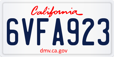 CA license plate 6VFA923