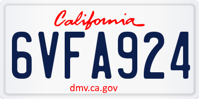 CA license plate 6VFA924