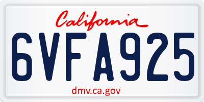 CA license plate 6VFA925