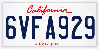 CA license plate 6VFA929