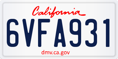 CA license plate 6VFA931