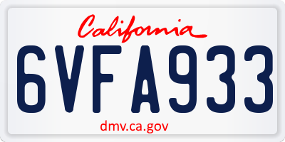 CA license plate 6VFA933
