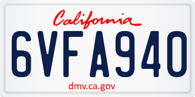 CA license plate 6VFA940
