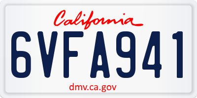 CA license plate 6VFA941
