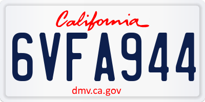 CA license plate 6VFA944