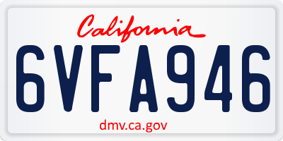 CA license plate 6VFA946