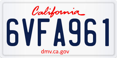 CA license plate 6VFA961