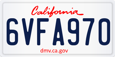 CA license plate 6VFA970