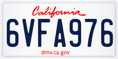 CA license plate 6VFA976