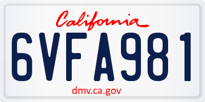 CA license plate 6VFA981