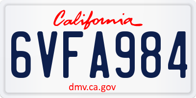 CA license plate 6VFA984