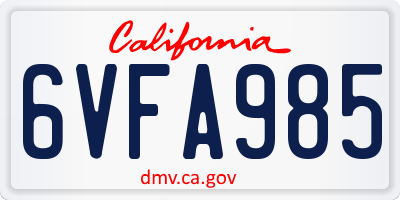 CA license plate 6VFA985
