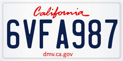 CA license plate 6VFA987