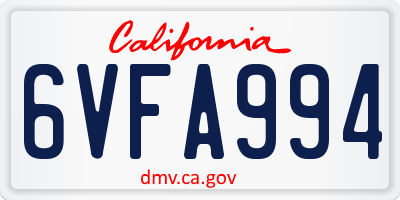 CA license plate 6VFA994