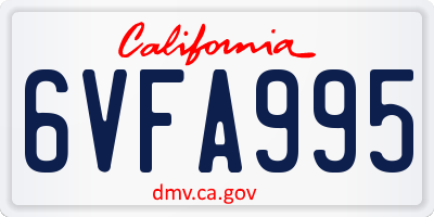CA license plate 6VFA995