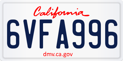 CA license plate 6VFA996