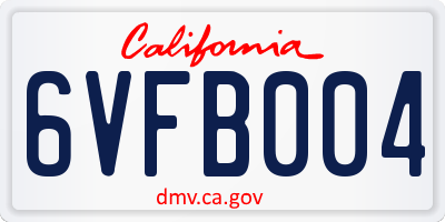 CA license plate 6VFB004