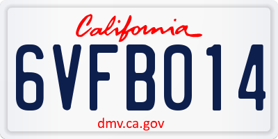 CA license plate 6VFB014
